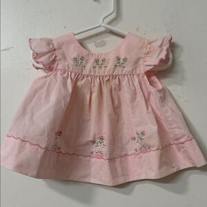 Charming Pink Baby Dress with Floral Details 80s 90s